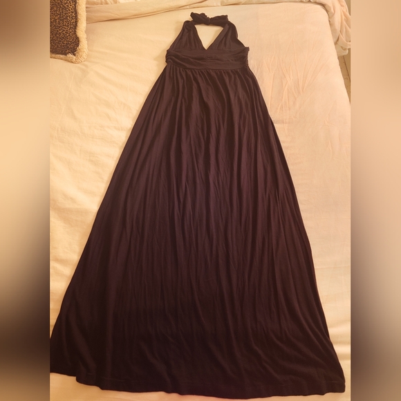 EUC Long Black SPLENDID Halter Maxi Dress S Soft Modal Backless Flowy Altered - Picture 9 of 11